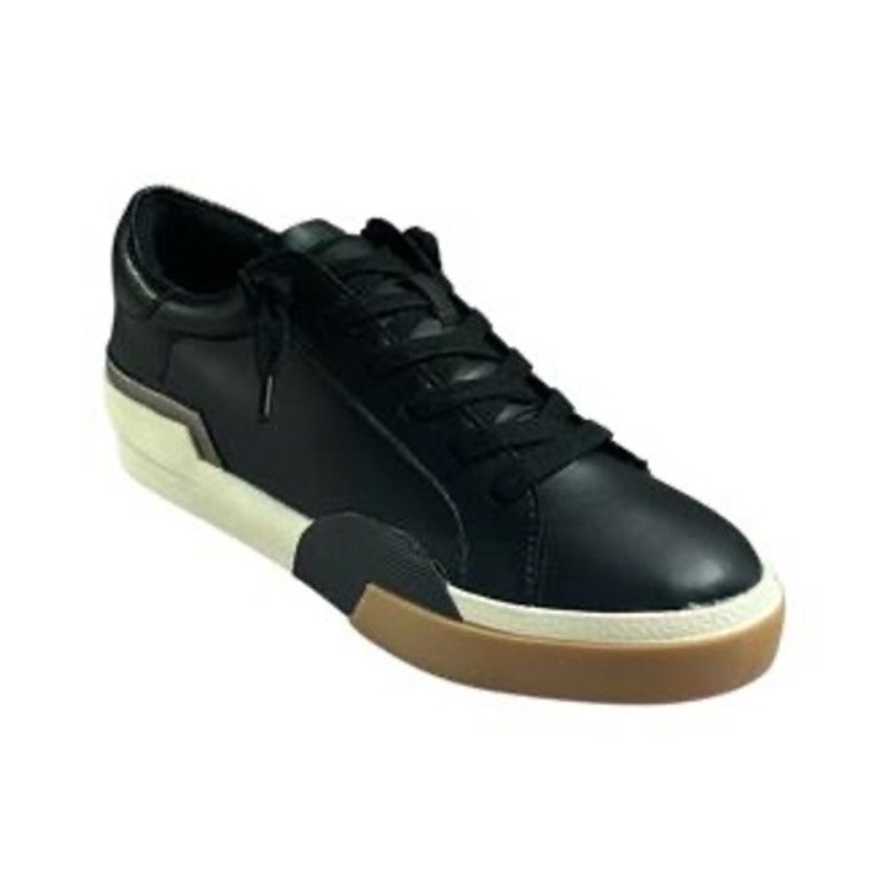 DV Dolce Vita Helix Black Faux Leather Low Top Sneakers Womens 9 Toe Cap